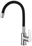 Aqualine - Кран за мивка с гъвкаво рамо LORE черен/лъскав хром