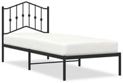373781 vidaXL Метална рамка за легло с горна табла, черна, 90x190 см