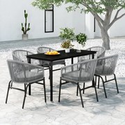 3099236 vidaXL Градински трапезен комплект, 7 части, сив