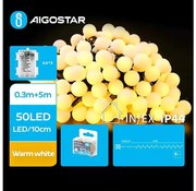 Aigostar - LED Екстериорни Коледни лампички 50xLED/3xAA/8 функции 5,3 м IP44 топло бял