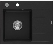 Mexen Ben гранитна кухненска мивка с 1 корито и плот, лява 600 x 500 мм, черна,