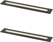 Комплект от 2 модерни наземни прожектора черни 50 см вкл. LED IP65 - Eline
