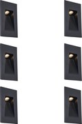 Комплект от 6 модерни вградени стенни лампи черни 7 см вкл. LED IP65 - Trem