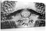Картина на платно – Индиански ловец на сънища в черно-бяло