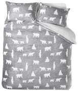 Сиво двойно удължено спално бельо от шерпа 230x220 cm Cosy Polar Bear – Catherine Lansfield