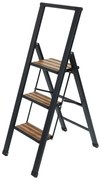 Черна алуминиева нехлъзгава сгъваема стълба Stepladder III. - Wenko