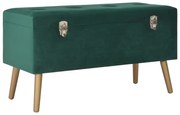 329929 vidaXL Пейка с отделение за съхранение, 80 см, зелено кадифе