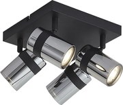 Черен плафон с димно стъкло с 4 светлини, въртящ се и накланящ се - Gianni