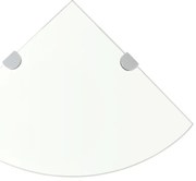 243852 vidaXL Ъглов рафт с държачи в цвят хром, прозрачно стъкло, 25x25 см