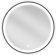 Mexen Esso осветено огледало за баня, кръгло 70 см, LED 6000K, анти-пара, черна рамка - 9825-070-070-611-70