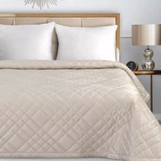 Елегантна кадифена покривка за легло с геометрични шевове - кремава Ширина: 200 см | Дължина: 220 см