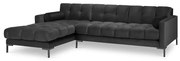 Тъмносив ъглов диван от кадифе , ляв ъгъл Bali - Cosmopolitan Design