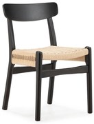 Черни трапезни столове в комплект 2 бр. от масивно каучуково дърво Biel – MOME