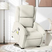 3204320 vidaXL Изправящ масажен реклайнер стол, кремава, кадифе