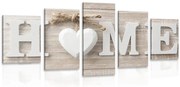 картини от 5 части – С надпис Home във винтидж стил
