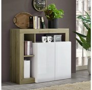 Комод LENOR бял/кафяв