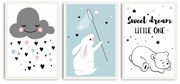 Детски картини в комплект 3 бр. 35x50 cm Sweet Dreams Little One – Wallity