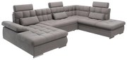 Сив разтегателен ъглов диван с място за съхранение (десен ъгъл/U форма) Merkur – Ropez