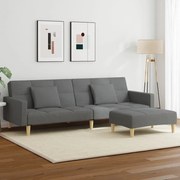 3258107 vidaXL 2-местен диван с табуретка, тъмносив, текстил