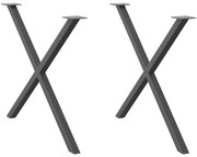 4012926 vidaXL Крака за трапезна маса, X-образни, 2 бр., антрацит, 90x(72-73) см, стомана