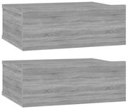 815285 vidaXL Плаващи нощни шкафчета 2 бр сив сонома 40x30x15 см инж. дърво