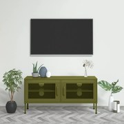 336234 vidaXL ТВ шкаф, маслиненозелен, 105x35x50 см, стомана
