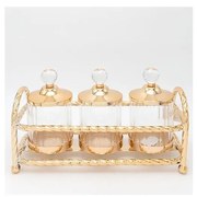 К-кт 3x Стъклен буркан златист