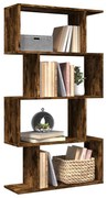 858106 vidaXL Разделител за стая / библиотека 4 нива опушен дъб 70x24x129 см
