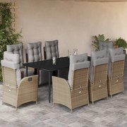 3213454 vidaXL Градински комплект с възглавници 9 части бежов микс полиратан
