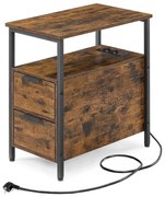 Помощна масичка с вградени електрически контакти и USB портове ROD кафява/черна