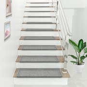 Step mats set of 15 rectangular light grey