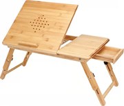 Бамбукова масичка за лаптоп с вентилационни отвори и чекмедже 55 x 28 x 35 cm