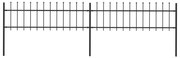 Градинска ограда с пики, стомана, 3,4x0,6 м, черна