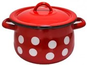 Емайлирана тенджера 16cm червена с точки - РЯ(217+39P/16)