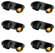 Комплект от 6 вградени спота черни GU10 35mm с накланяне 2-Light - Installa