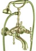 Стенен смесител за вана и душ Сайлор ICF 6008853BR, месинг, старо злато, с душ, държач и шлаух