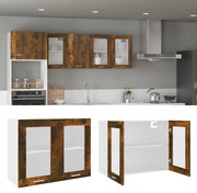 815594 vidaXL Висящ стъклен шкаф "Lyon", опушен дъб, 80x31x60 см, инженерно дърво