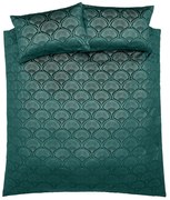 Зелено двойно удължено спално бельо 230x220 cm Art Deco Pearl – Catherine Lansfield
