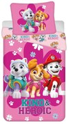Розово единично памучно детско спално бельо 140x200 cm Paw Patrol "Heroic" – Jerry Fabrics