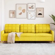 4007419 vidaXL 3-местен диван, светложълт, 210 см, плат