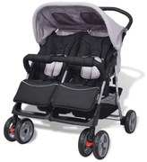 Sonata Бебешка количка за близнаци, стомана, сиво и черно