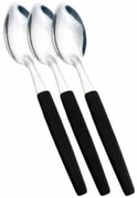 Лъжичка за десерт 3 бр с пластмасова дръжка черна (9811/3) SIM-BELIZE