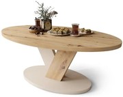 ЛОВА Дъб Артисан/Бежово (Шампанско) - ОВАЛНА ХОЛНА МАСА 110x60 cm МОДЕРНА МАСА ЗА КАФЕ