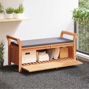 319717 vidaXL Градинска пейка за съхранение с възглавница 126 см акация масив