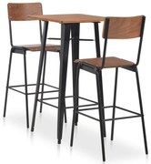 276847 vidaXL Бар комплект от 3 части, стомана, кафяво и черно