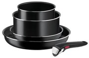 Tefal - Комплект готварски съдове 5 бр. INGENIO EASY COOK &amp; CLEAN BLACK