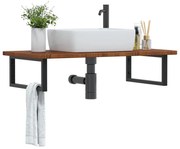 3302405 vidaXL Стенен рафт за мивка, стомана и масивно дърво дъб