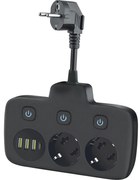 Разклонител с ключ LINEA 2x230V + 4xUSB A/C SCHUKO черен