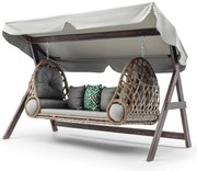 Градински троен люлеещ се стол Saltanat, цвят Сив