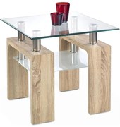 Холна масичка DIANA 55x60 cm дъб сонома/прозрачно стъкло